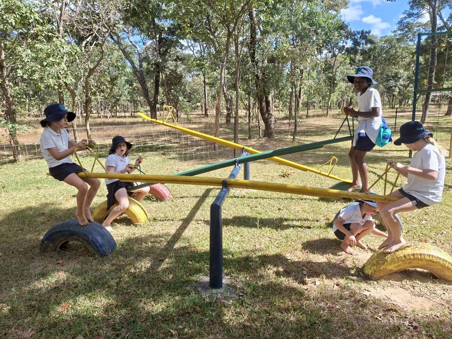 Children on the seesaw